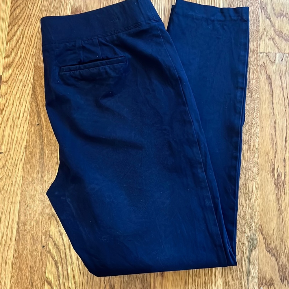 Talbots, skinny ankle navy pants cotton, rayon, spandex 8, elastic waist pull on